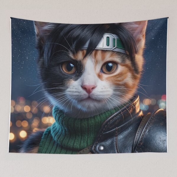 Item preview, Adventurous Ninja Kitten - Calico Video Game Cosplay Art designed and sold by TheCoolCatsMx.