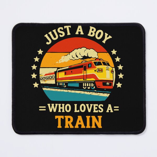 Item preview, Just A Boy Who Loves Trains - Vintage Retro Steam Locomotive Train Art designed and sold by BendyBeasts.