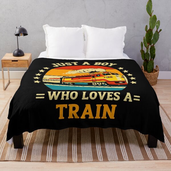 Item preview, Just A Boy Who Loves Trains - Vintage Retro Steam Locomotive Train Art designed and sold by BendyBeasts.