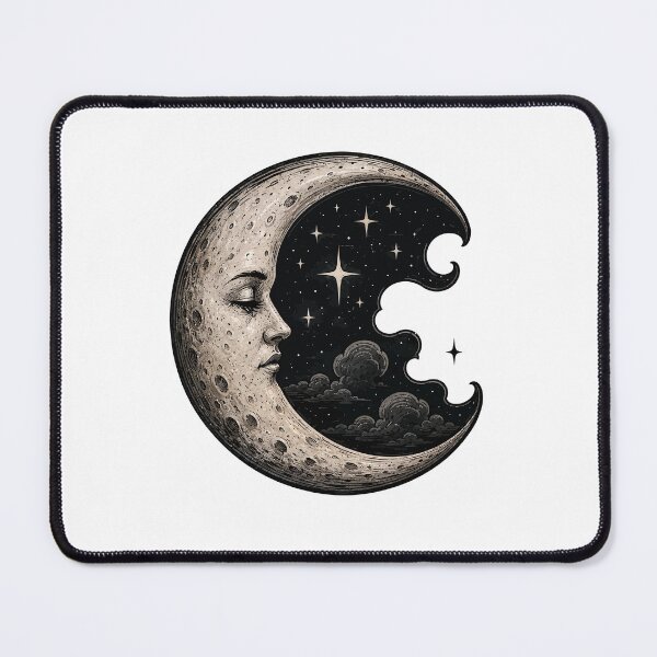 Item preview, Vintage Celestial Moon Face | Mystic Crescent Moon Gothic designed and sold by RidaSalArt.