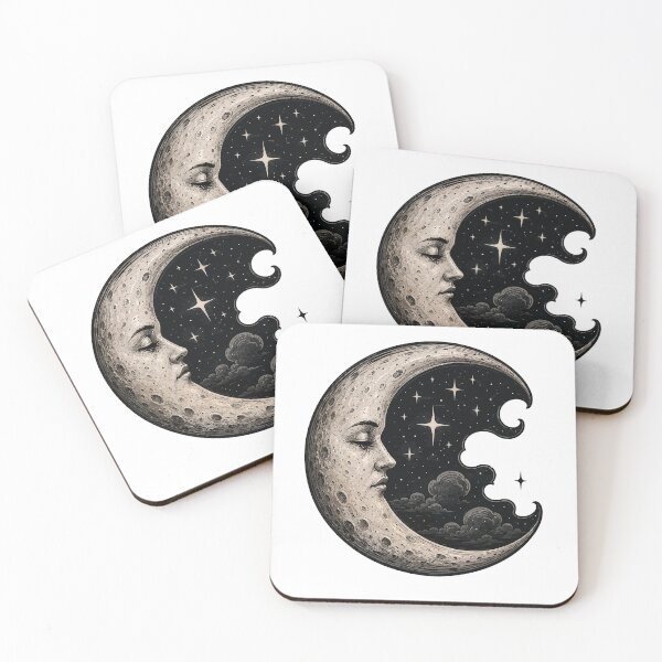 Item preview, Vintage Celestial Moon Face | Mystic Crescent Moon Gothic  designed and sold by RidaSalArt.