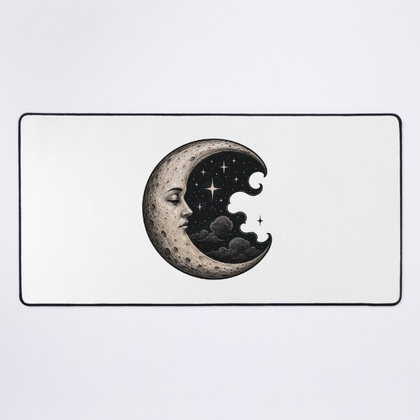 Item preview, Vintage Celestial Moon Face | Mystic Crescent Moon Gothic designed and sold by RidaSalArt.