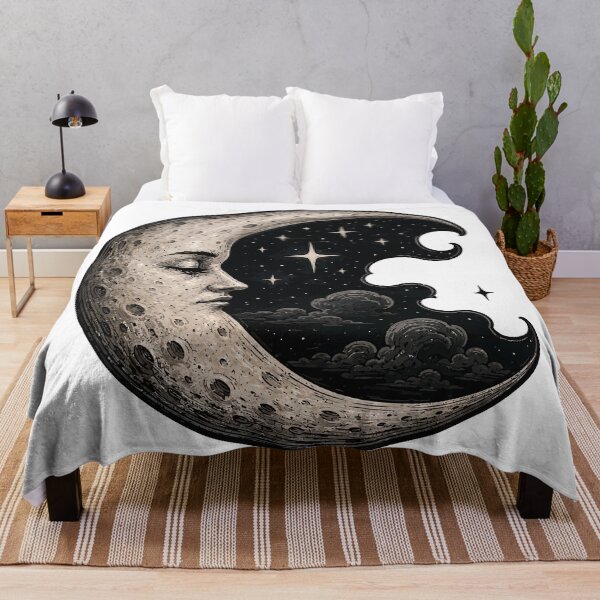 Item preview, Vintage Celestial Moon Face | Mystic Crescent Moon Gothic designed and sold by RidaSalArt.