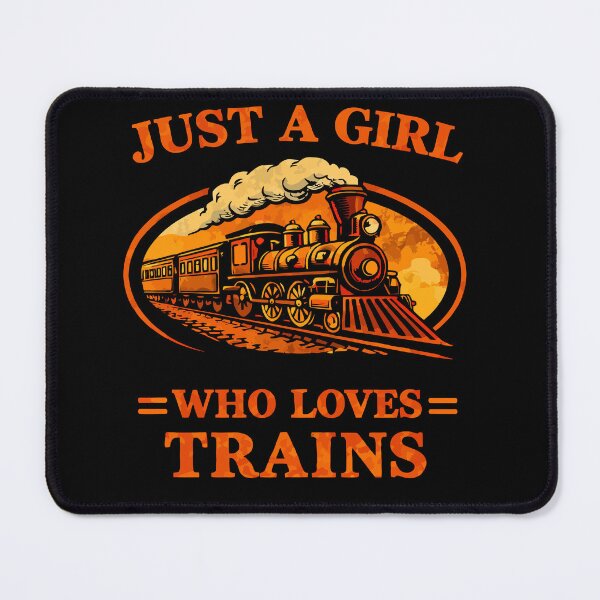 Item preview, Just A Girl Who Loves Trains - Vintage Retro Steam Locomotive Train Art designed and sold by BendyBeasts.