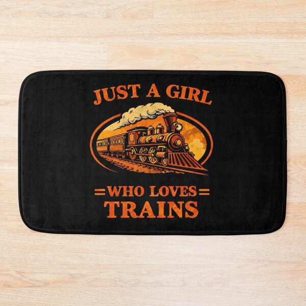 Item preview, Just A Girl Who Loves Trains - Vintage Retro Steam Locomotive Train Art designed and sold by BendyBeasts.
