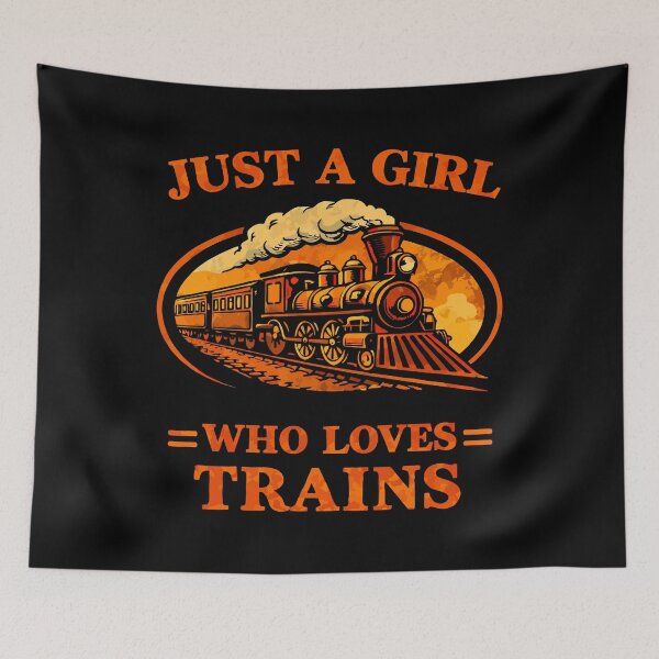 Item preview, Just A Girl Who Loves Trains - Vintage Retro Steam Locomotive Train Art designed and sold by BendyBeasts.