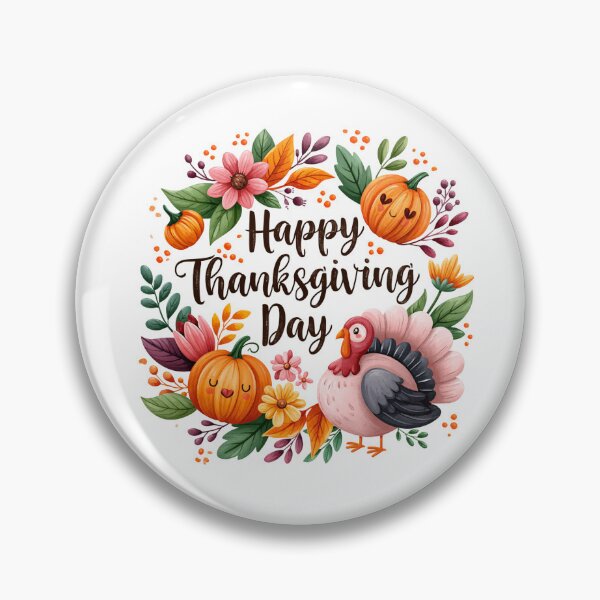 Item preview, Happy Thanksgiving Day Cute Turkey & Pumpkin Watercolor Illustration | Cozy Autumn Fall Harvest Design designed and sold by Ramona-Gliga.