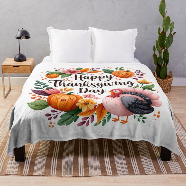 Item preview, Happy Thanksgiving Day Cute Turkey & Pumpkin Watercolor Illustration | Cozy Autumn Fall Harvest Design designed and sold by Ramona-Gliga.