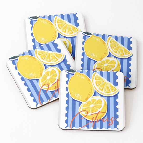 Item preview, Mediterranean Lemon Citrus Blue Stripes Art designed and sold by GenZINISH.