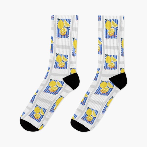 Item preview, Mediterranean Lemon Citrus Blue Stripes Art designed and sold by GenZINISH.