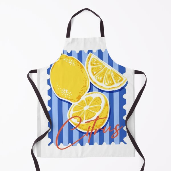 Item preview, Mediterranean Lemon Citrus Blue Stripes Art designed and sold by GenZINISH.