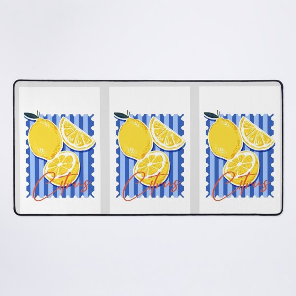 Item preview, Mediterranean Lemon Citrus Blue Stripes Art designed and sold by GenZINISH.