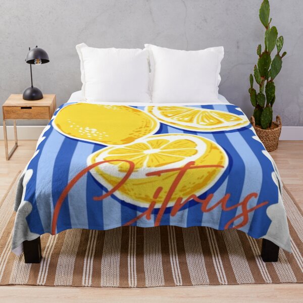 Item preview, Mediterranean Lemon Citrus Blue Stripes Art designed and sold by GenZINISH.