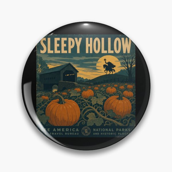 Item preview, Vintage Sleepy Hollow Headless Horseman Travel Poster designed and sold by NSB-Design.