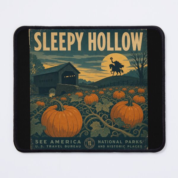 Item preview, Vintage Sleepy Hollow Headless Horseman Travel Poster designed and sold by NSB-Design.