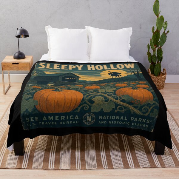 Item preview, Vintage Sleepy Hollow Headless Horseman Travel Poster designed and sold by NSB-Design.