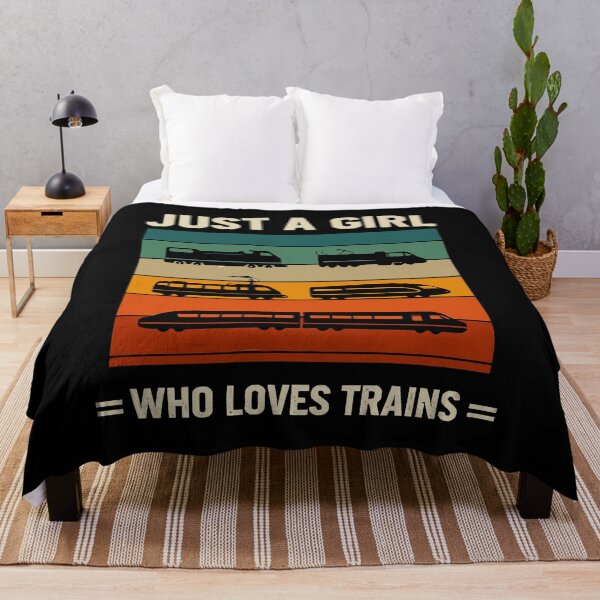 Item preview, Just A Girl Who Loves Trains - Vintage Retro Steam Locomotive Train Art designed and sold by BendyBeasts.