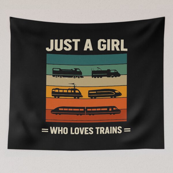 Item preview, Just A Girl Who Loves Trains - Vintage Retro Steam Locomotive Train Art designed and sold by BendyBeasts.