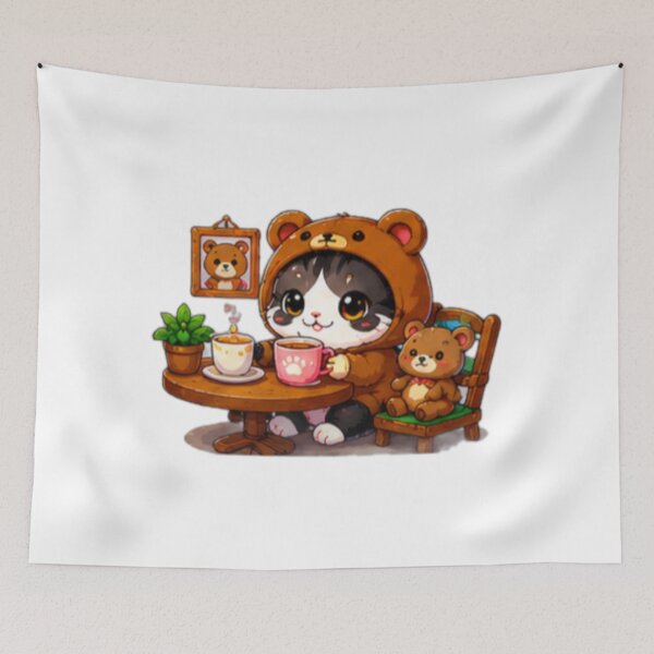 Item preview, Cozy Bear Hoodie Cat Cafe designed and sold by DailyDoodlesBySumbul.