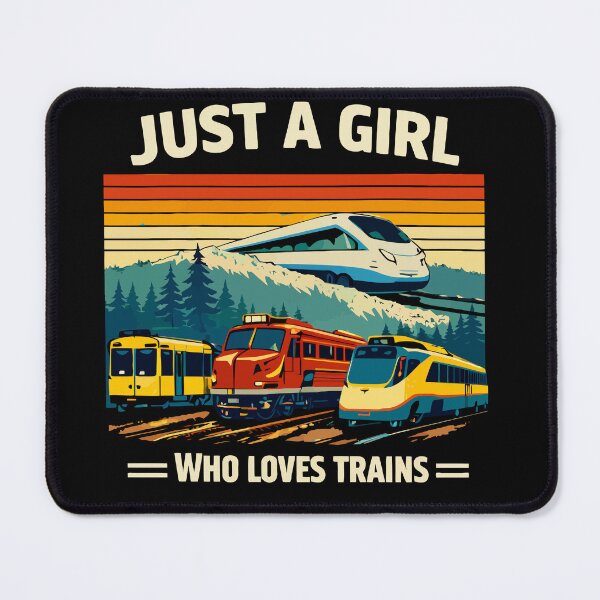 Item preview, Just A Girl Who Loves Trains - Vintage Retro Steam Locomotive Train Art designed and sold by BendyBeasts.
