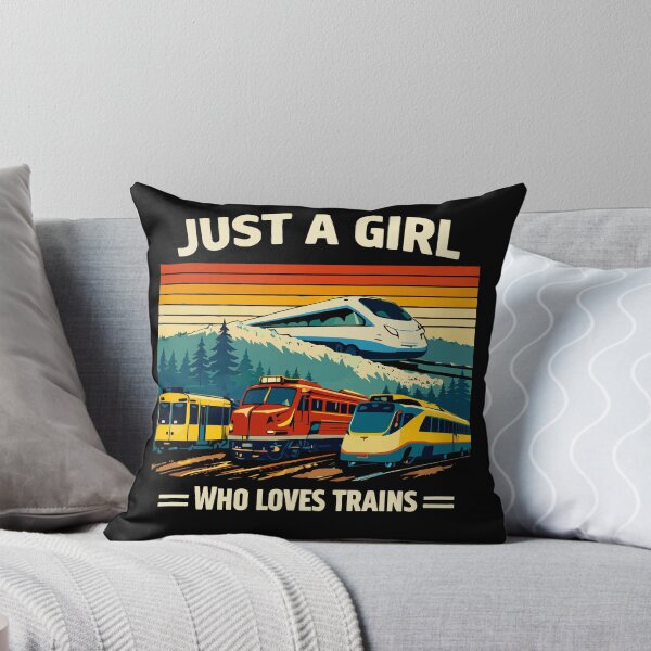Item preview, Just A Girl Who Loves Trains - Vintage Retro Steam Locomotive Train Art designed and sold by BendyBeasts.