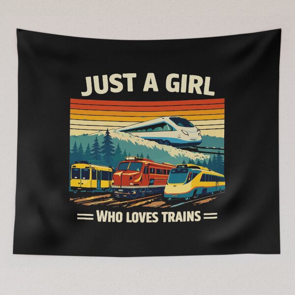 Item preview, Just A Girl Who Loves Trains - Vintage Retro Steam Locomotive Train Art designed and sold by BendyBeasts.