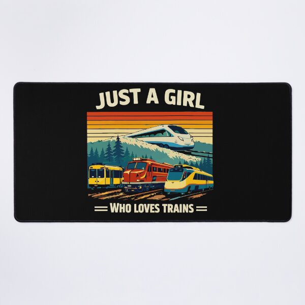 Item preview, Just A Girl Who Loves Trains - Vintage Retro Steam Locomotive Train Art designed and sold by BendyBeasts.