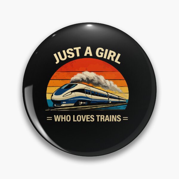 Item preview, Just A Girl Who Loves Trains - Vintage Retro Steam Locomotive Train Art designed and sold by BendyBeasts.