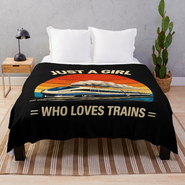Item preview, Just A Girl Who Loves Trains - Vintage Retro Steam Locomotive Train Art designed and sold by BendyBeasts.