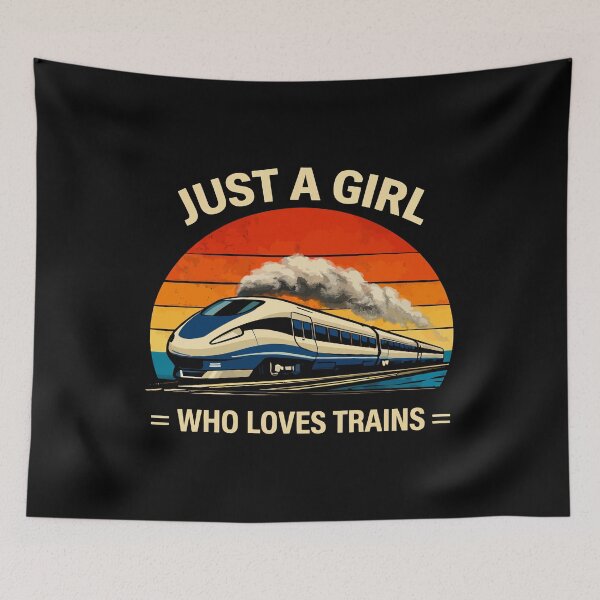 Item preview, Just A Girl Who Loves Trains - Vintage Retro Steam Locomotive Train Art designed and sold by BendyBeasts.