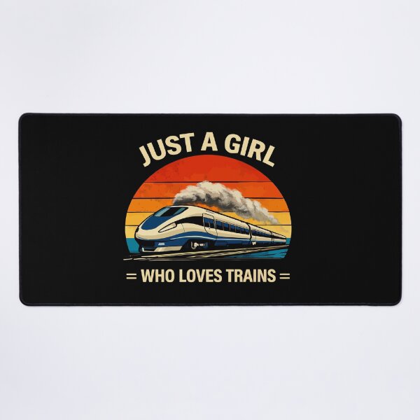 Item preview, Just A Girl Who Loves Trains - Vintage Retro Steam Locomotive Train Art designed and sold by BendyBeasts.