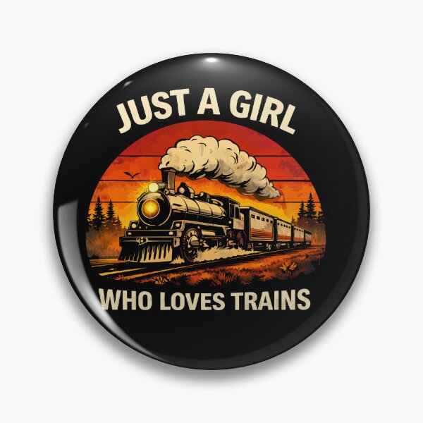 Item preview, Just A Girl Who Loves Trains - Vintage Retro Steam Locomotive Train Art designed and sold by BendyBeasts.