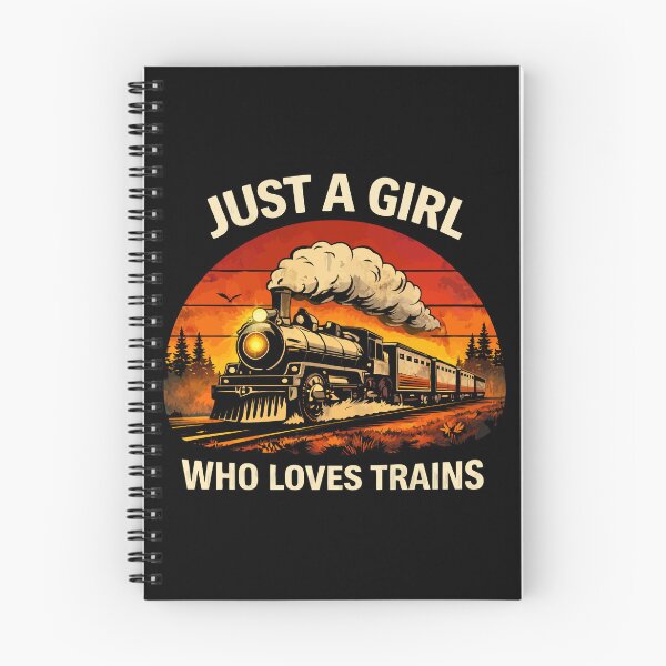Item preview, Just A Girl Who Loves Trains - Vintage Retro Steam Locomotive Train Art designed and sold by BendyBeasts.