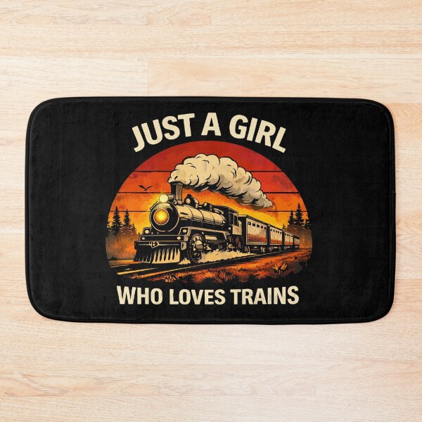 Item preview, Just A Girl Who Loves Trains - Vintage Retro Steam Locomotive Train Art designed and sold by BendyBeasts.