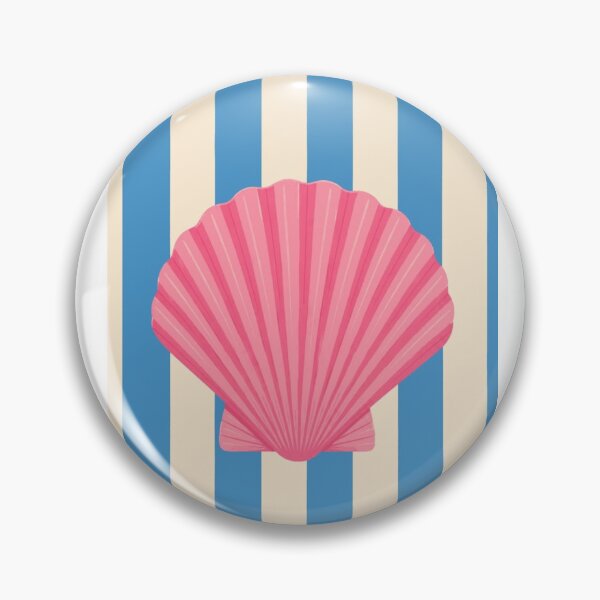 Item preview, Pink Seashell Summer Blue Stripes Art designed and sold by GenZINISH.