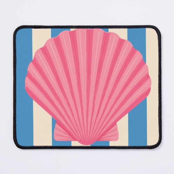 Item preview, Pink Seashell Summer Blue Stripes Art designed and sold by GenZINISH.