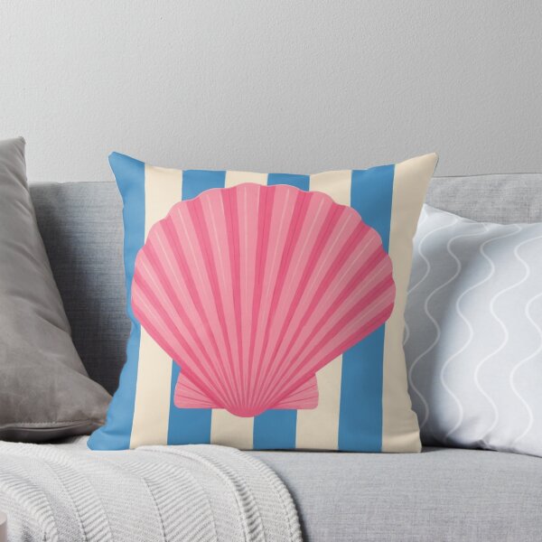 Item preview, Pink Seashell Summer Blue Stripes Art designed and sold by GenZINISH.