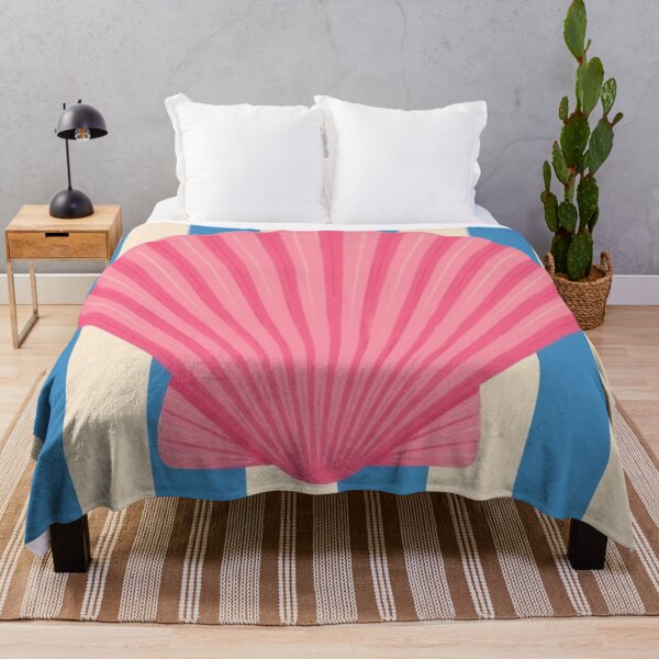 Item preview, Pink Seashell Summer Blue Stripes Art designed and sold by GenZINISH.