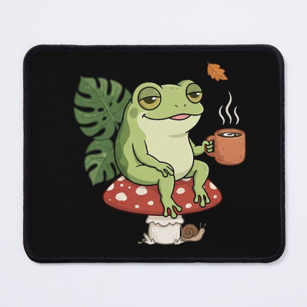 Item preview, Cozy Frog Drinking Coffee on Mushroom - Goblincore Cottagecore Sticker designed and sold by MoonSoul Studio.