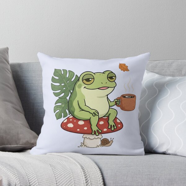 Item preview, Cozy Frog Drinking Coffee on Mushroom - Goblincore Cottagecore Sticker designed and sold by MoonSoul Studio.