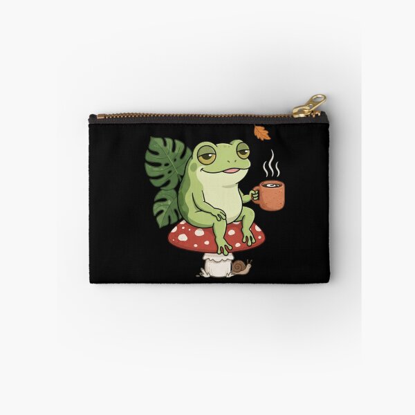 Item preview, Cozy Frog Drinking Coffee on Mushroom - Goblincore Cottagecore Sticker designed and sold by MoonSoul Studio.