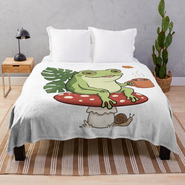 Item preview, Cozy Frog Drinking Coffee on Mushroom - Goblincore Cottagecore Sticker designed and sold by MoonSoul Studio.