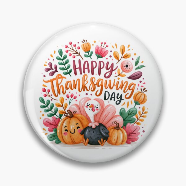 Item preview, Happy Thanksgiving Day Cute Turkey & Pumpkin Watercolor Illustration | Cozy Autumn Fall Harvest Design designed and sold by Ramona-Gliga.