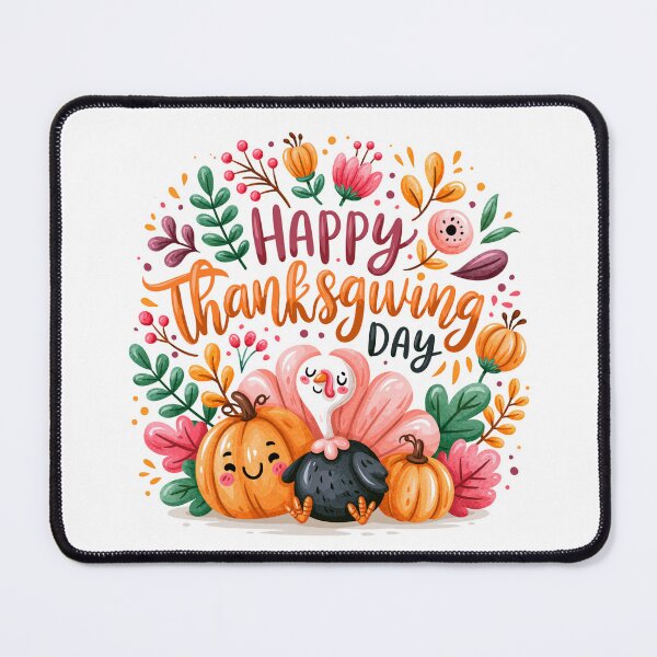 Item preview, Happy Thanksgiving Day Cute Turkey & Pumpkin Watercolor Illustration | Cozy Autumn Fall Harvest Design designed and sold by Ramona-Gliga.