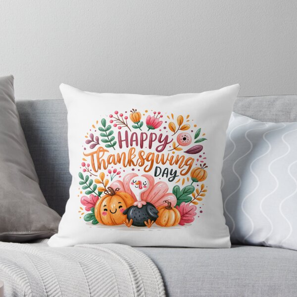 Item preview, Happy Thanksgiving Day Cute Turkey & Pumpkin Watercolor Illustration | Cozy Autumn Fall Harvest Design designed and sold by Ramona-Gliga.
