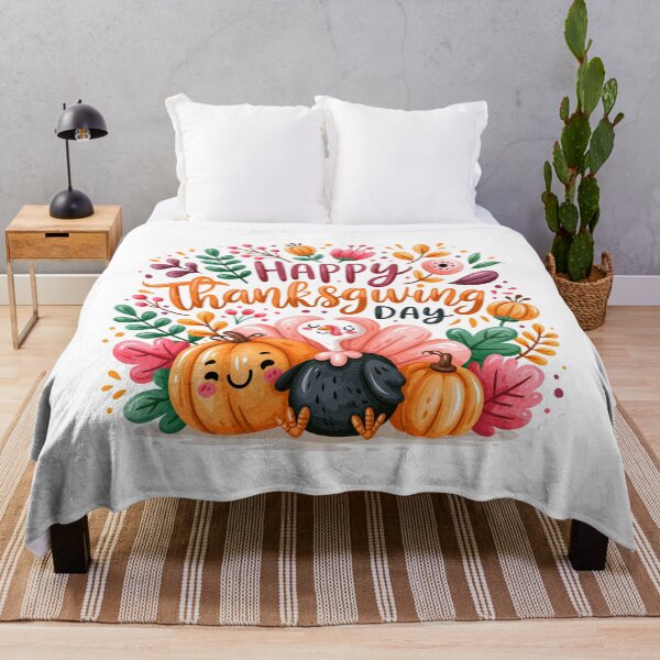 Item preview, Happy Thanksgiving Day Cute Turkey & Pumpkin Watercolor Illustration | Cozy Autumn Fall Harvest Design designed and sold by Ramona-Gliga.