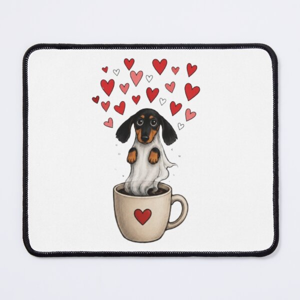 Item preview, Cute Dachshund Puppy with Valentine and Cup Of Coffee designed and sold by Petsthetic.