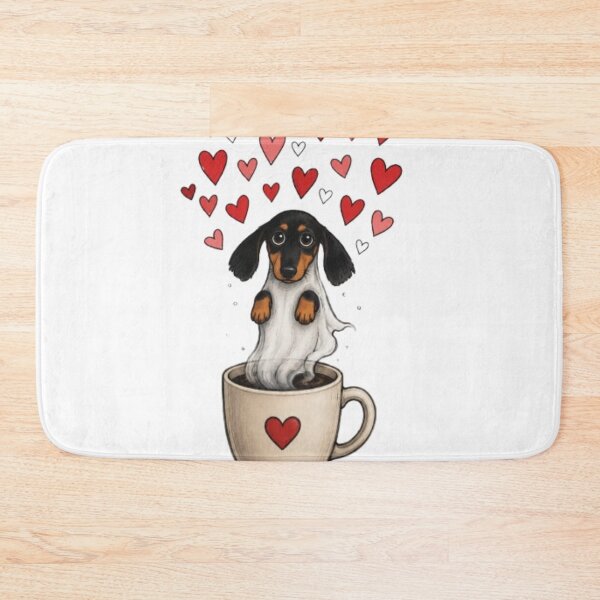 Item preview, Cute Dachshund Puppy with Valentine and Cup Of Coffee designed and sold by Petsthetic.