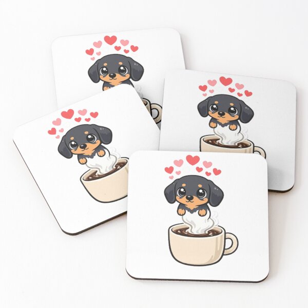 Item preview,  Cute Dachshund Puppy with Valentine and Cup Of Coffee designed and sold by Petsthetic.