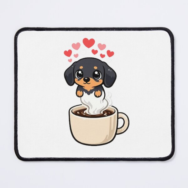 Item preview, Cute Dachshund Puppy with Valentine and Cup Of Coffee designed and sold by Petsthetic.